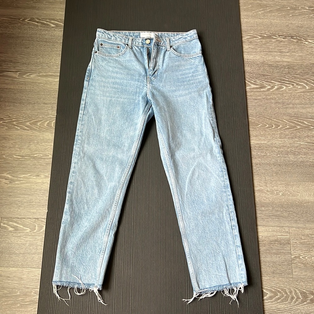 Topshop Raw Hem Straight-leg Jeans